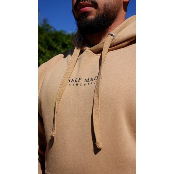 Self Made Athletics Men’s Trident Hoodie Tan‎ & Black Size Medium - Picture 2 of 13